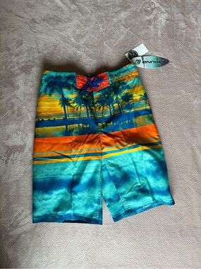 NWT Tropical Blue & Orange Swim Trunks - size L